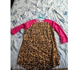 LuLaRoe Pink and Leopard Long Sleeve Top